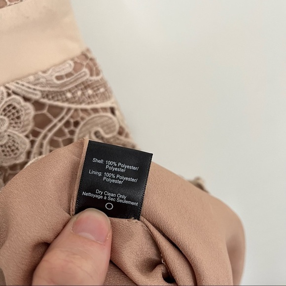 DRESS THE POPULATION Ava Nude Lace Mini Dress - Picture 8 of 8